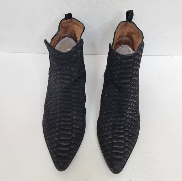 Jeffrey Campbell Bella Black Pointed Toe Leather Ankle Boots Size 10 - Picture 3 of 12